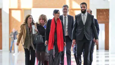 الشرع خلال استقباله الوفد الأوروبي