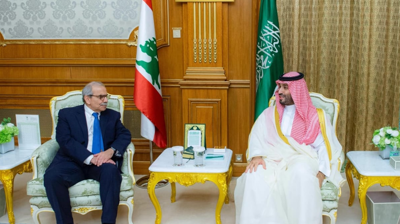 لقاء ولي العهد السعودي مع رئيس الوزراء اللبناني نواف سلام
