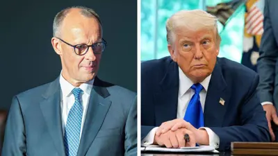 المستشار الألماني فريدريش ميرتس والرئيس الأمريكي دونالد ترامب