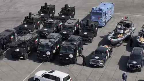 القوات الأمنية الإماراتية التي وصلت قطر للمشاركة في "أمن الخليج العربي 4"