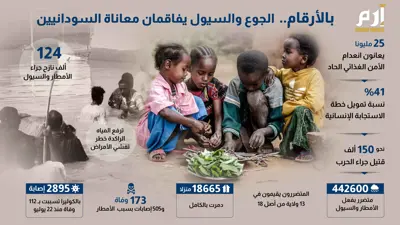 السودان.. أرقام غير مسبوقة جراء الحرب والسيول