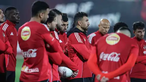 فريق الأهلي المصري في تدريبه الأخير قبيل مواجهة المقاولون ال