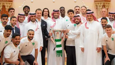 استقبال ولي العهد السعودي الأمير محمد بن سلمان لفريق الأهلي