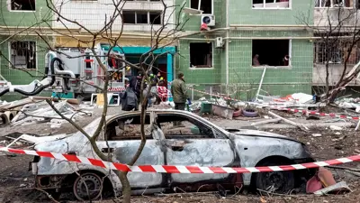 آثار قصف روسي على سومي الأوكرانية