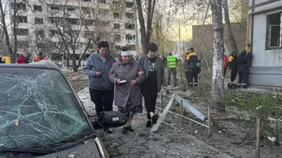 منطقة سكنية تعرضت لهجوم روسي في خاركيف