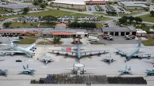 القوات الأمريكية معروضة بالكامل في قاعدة أندرسن الجوية في غوام.