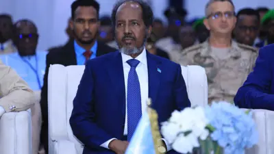 الرئيس الصومالي حسن شيخ محمود خلال حفل تأسيس قوة الشرطة 