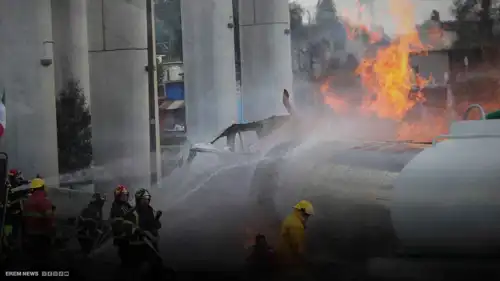 كرة لهب أرعبت المارة.. انفجار صهريج غاز يهز العاصمة المكسيكية