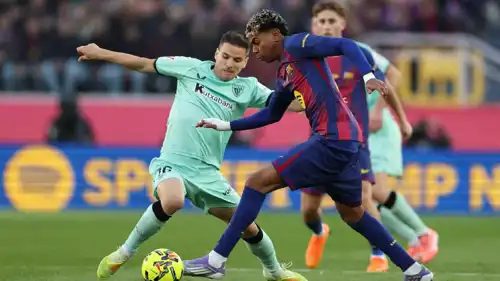 لامين يامال في مباراة برشلونة وأتلتيك بلباو