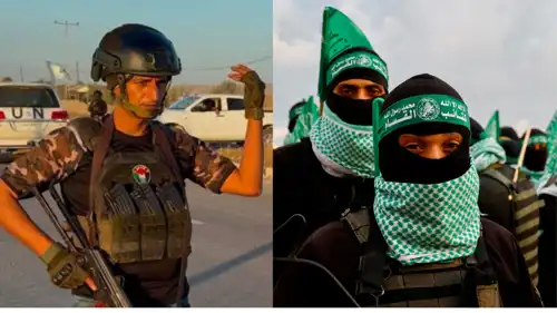 صورة مدمجة لعناصر من حماس وياسر أبو الشباب