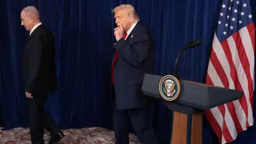 ترامب ونتنياهو يغادران مؤتمرا صحفيا بعد لقاء فلوريدا