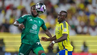 من مباراة النصر والأهلي في الدوري السعودي
