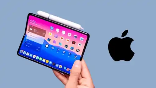 هاتف قابل للطي ويبدو شعار أبل