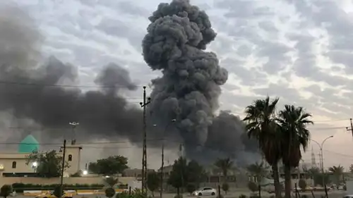 لحظة استهداف موقع للحشد الشعبي العراقي خلال الحرب