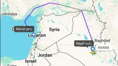 مسار طائرة لاريجاني بعد منع السلطات السورية
