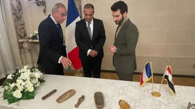 مراسم استرداد بعض القطع الأثرية المصرية المهربة