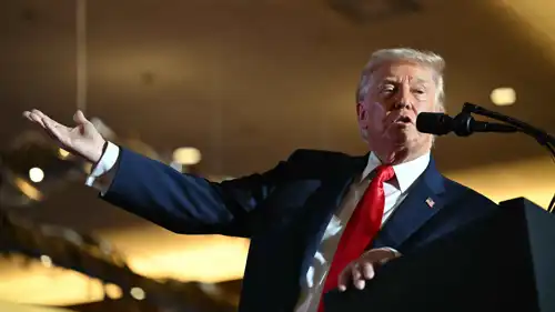 الرئيس الأمريكي دونالد ترامب خلال كلمته في بنسلفانيا