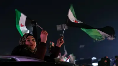 مشهد من احتفالات السوريين بسقوط الأسد