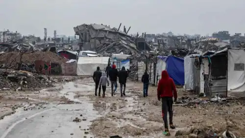 الفيضانات في مناطق المخيمات في غزة