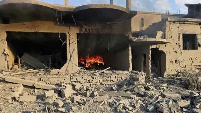 مبان مدمرة في البقاع اللبناني اليوم