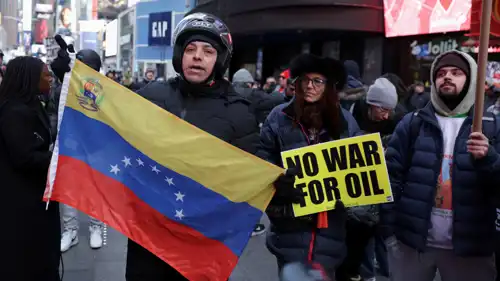 جانب من التظاهرة في ميدان "تايمز سكوير" بنيويورك