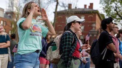 من احتجاجات جامعة هارفارد ضد الإجراءات الحكومية