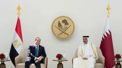  الرئيس المصري عبد الفتاح السيسي وأمير دولة قطر الشيخ تميم بن حمد آل ثاني
