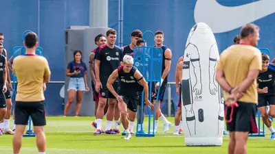 داني أولمو في تدريبات برشلونة
