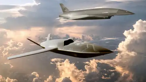 تصميم فني لطائرات جنرال أتوميكس YFQ-42A وطائرات أندوريل YFQ-44A الحاملة