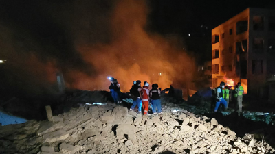 تضرر مبان جراء القصف الإسرائيلي على الضاحية الجنوبية