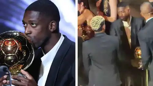 عثمان ديمبلي ولامين يامال بعد التتويج بالكرة الذهبية