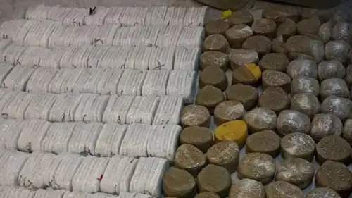 صورة تظهر المخدرات المضبوطة