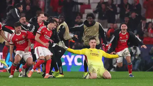 فرحة لاعبو بنفيكا بالهدف القاتل في شباك ريال مدريد