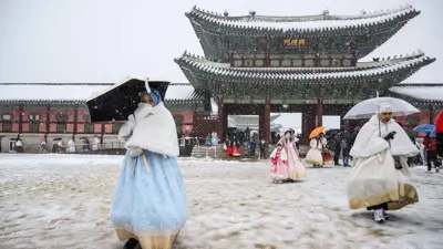 تساقط ثلوج كثيف في وسط سيول