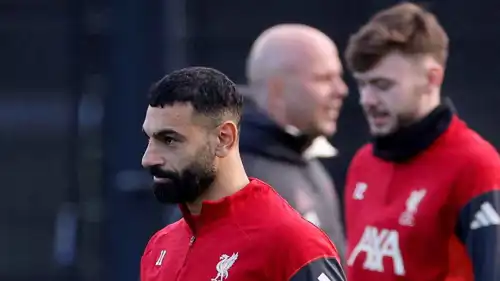 محمد صلاح في تدريب ليفربول اليوم الإثنين