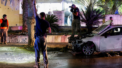 آثار الدمار جراء إطلاق صواريخ القسام