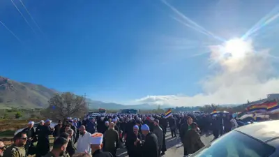 الوفد الدرزي السوري أثناء انطلاقه للجليل