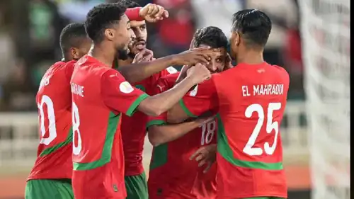 احتفال منتخب المغرب