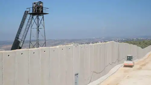 جدار خرساني تبنيه إسرائيل داخل لبنان
