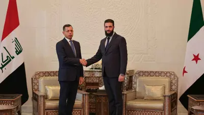 الرئيس السوري أحمد الشرع ورئيس المخابرات العراقية حمد الشطري