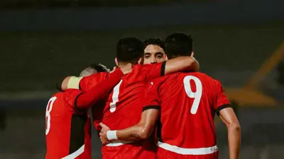 احتفال لاعبي منتخب مصر بعد هز شباك بوتسوانا