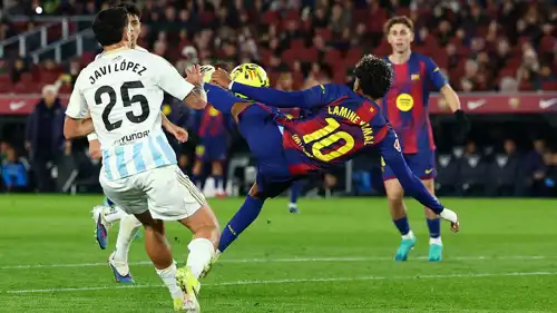 هدف خرافي من لامين يامال خلال مباراة برشلونة ضد ريال أوفييدو