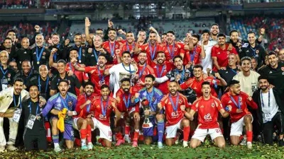 احتفال لاعبي الأهلي المصري