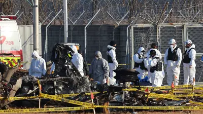 محققون في موقع تحطم طائرة "جيجو إير"