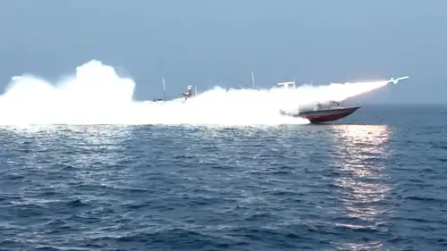 سفن حربية تبحر في مضيق هرمز