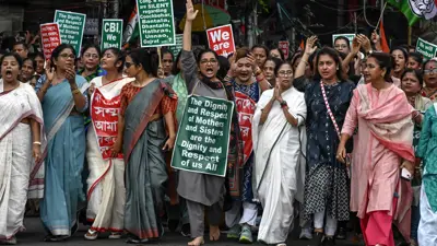 لقطة من الاحتجاجات على اغتصاب طبيبة 