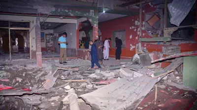 مبنى مدمر إثر هجوم صاروخي هندي قرب "مظفر آباد"