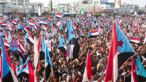 متظاهرون داعمون للمجلس الانتقالي الجنوبي اليمني في عدن