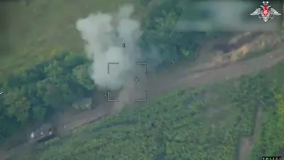 لقطات تظهر هجوم مسيّرة روسية على آليات أواكرانية متوغلة في كورسك