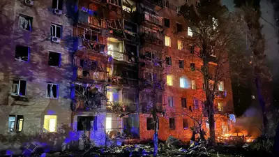 آثار قصف أوكراني سابق على كورسك